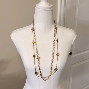 34” long gold tone necklace